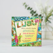 311 Lushious Luau Invitation Golden Metallic Kaart (Staand voorkant)