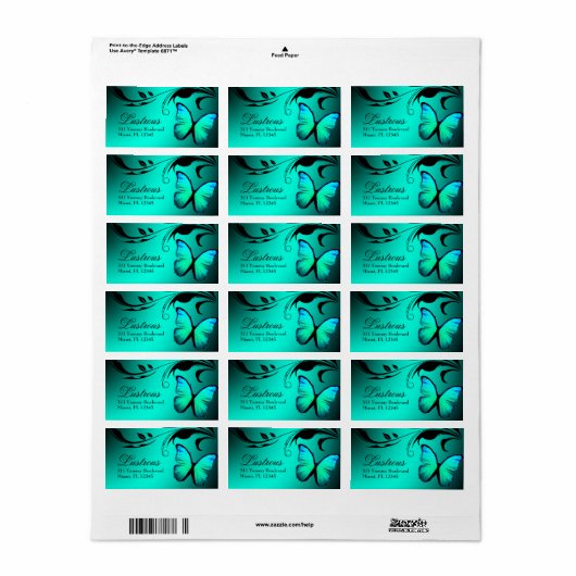 311 Lustrous Butterfly Turquoise Blauw Label (Full Sheet)