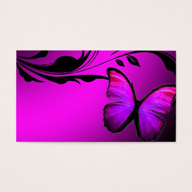 311 Lustrous Vlinder Roze & Paarse Naam Kaart (Voorkant)