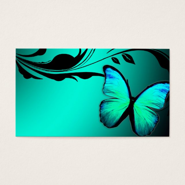 311 Lustrous Vlinder Turquoise Blauw Naam Kaart (Voorkant)