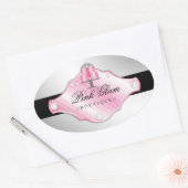 311 Luxe Cakes Faux zilveren achtergrond Ovale Sticker (Envelop)