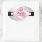 311 Luxe Cakes Faux zilveren achtergrond Ovale Sticker (Tas)