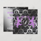 311 Luxe Lion Heraldry Paars 16, 21, 30, 40, 50 Kaart (Voorkant / Achterkant)