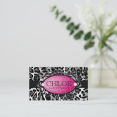 311 Luxueus Leopard Damask Monogram Visitekaartje (Staand voorkant)