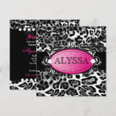 311 Luxueus Leopard Damask Sweet 16 Kaart (Voorkant / Achterkant)