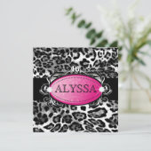 311 Luxueus Leopard Damask Sweet 16 Kaart (Staand voorkant)