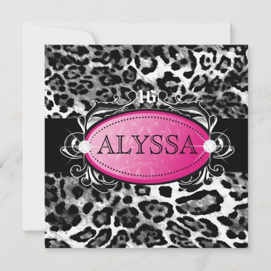 311 Luxueus Leopard Damask Sweet 16 Kaart (Voorkant)