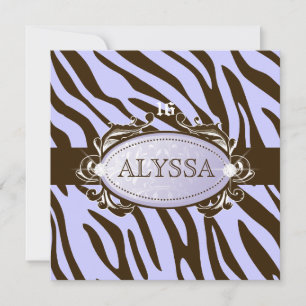 311-Luxueus Lila bruine Zebra Sweet 16 Kaart