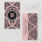 311 Luxueus Peach Black Damask Monogram ventilator Visitekaartje (Voorkant / Achterkant)