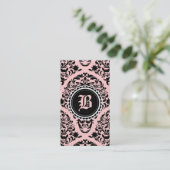 311 Luxueus Peach Black Damask Monogram ventilator Visitekaartje (Staand voorkant)
