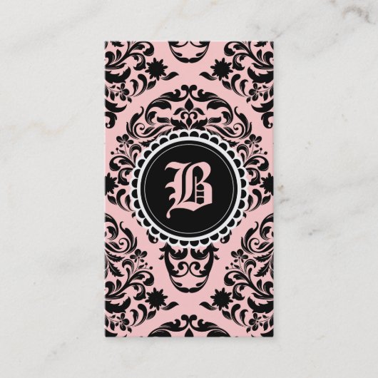 311 Luxueus Peach Black Damask Monogram ventilator Visitekaartje (Voorkant)