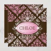 311-Luxueus roze bruine Damask 50 en Fabulous Kaart (Voorkant / Achterkant)