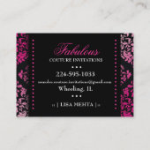 311 Luxueus roze Damask Lotus Visitekaartje (Achterkant)