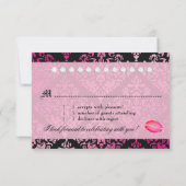 311-Luxueus roze Damask RSVP Kaartje (Achterkant)