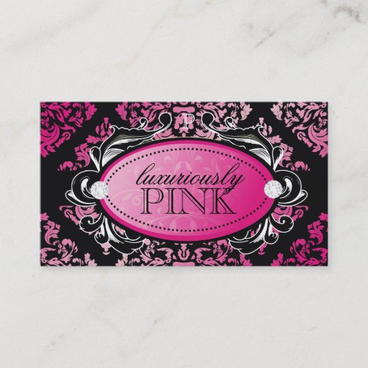 311 Luxueus roze damesmonogram Visitekaartje (Voorkant)