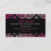 311 Luxueus roze damesmonogram Visitekaartje (Achterkant)