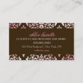 311 Luxueus roze N bruin Damask Monogram Visitekaartje (Achterkant)