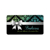 311-Luxueus Turquiose Limoen Damask Label (Voorkant)