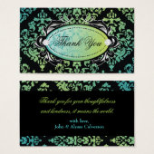 311-Luxueus Turquoise Damask Dank u Labels Visitekaartjes (Voorkant /achterkant)
