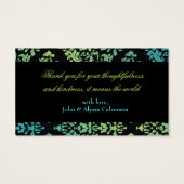 311-Luxueus Turquoise Damask Dank u Labels Visitekaartjes (Achterkant)