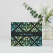 311-Luxueus Turquoise Limoen Damask RSVP (Staand voorkant)