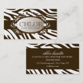 311 Luxueus White Chocolate Zebra Monogram Visitekaartje (Voorkant / Achterkant)