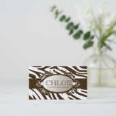 311 Luxueus White Chocolate Zebra Monogram Visitekaartje (Staand voorkant)