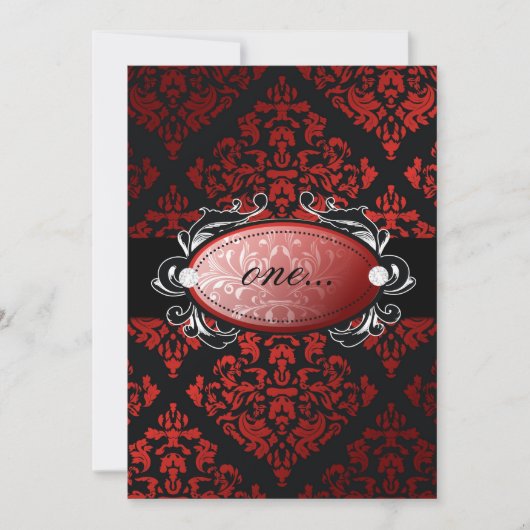 311-Luxurious Red Licorice Damask Invitation Kaart (Voorkant)