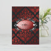 311-Luxurious Red Licorice Damask Invitation Kaart (Staand voorkant)