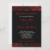 311-Luxurious Red Licorice Damask Invitation Kaart (Achterkant)