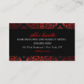 311 Luxurious Red Licorice Damask Monogram Visitekaartje (Achterkant)