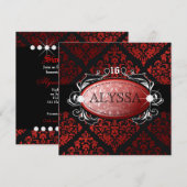 311 Luxurious Red Licorice Damask Sweet 16 Kaart (Voorkant / Achterkant)