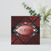 311 Luxurious Red Licorice Damask Sweet 16 Kaart (Staand voorkant)