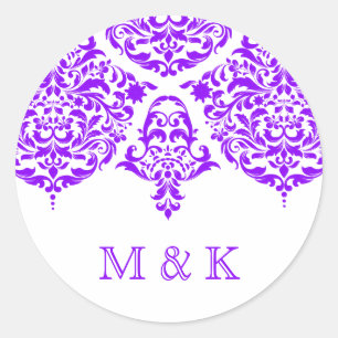 311 Ma Cherie Damask Fabulous Paarse Ronde Sticker
