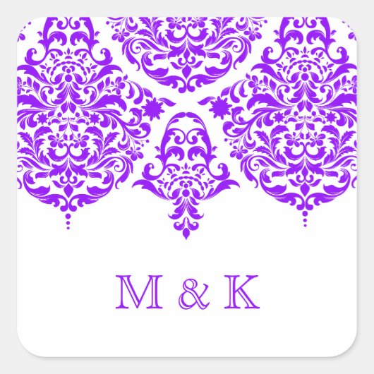 311 Ma Cherie Damask Fabulous Paarse Vierkante Sticker (Voorkant)