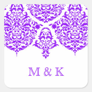 311 Ma Cherie Damask Fabulous Paarse Vierkante Sticker