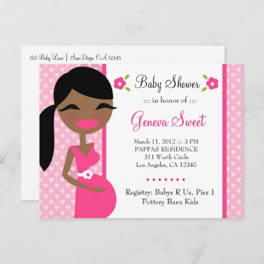 311 Mama Wordt Afrikaans-Amerikaans Roze Uitnodiging Briefkaart (Voorkant / Achterkant)