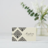 311 Margherita Cream et Blanc Damask Visitekaartje (Staand voorkant)