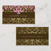 311-Mariabella Brown Damask Roze Visitekaartjes (Voorkant / Achterkant)