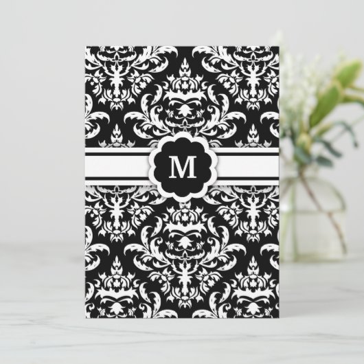 311-Marissa Monogram Damask Black Kaart (Staand voorkant)