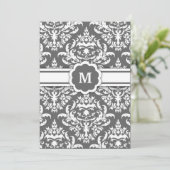 311-Marissa Monogram Damask Charcoal Kaart (Staand voorkant)