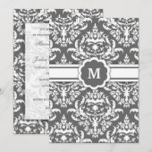 311-Marissa Monogram Damask Charcoal Kaart (Voorkant / Achterkant)