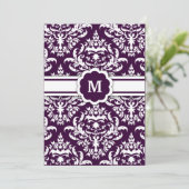 311-Marissa Monogram Damask Eggplant Kaart (Staand voorkant)