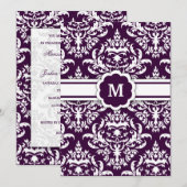 311-Marissa Monogram Damask Eggplant Kaart (Voorkant / Achterkant)