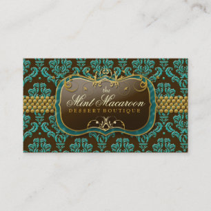 311-Mint Macaroon Damask Visitekaartje