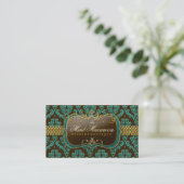 311-Mint Macaroon Damask Visitekaartje (Staand voorkant)