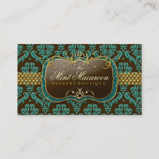 311-Mint Macaroon Damask Visitekaartje (Voorkant)