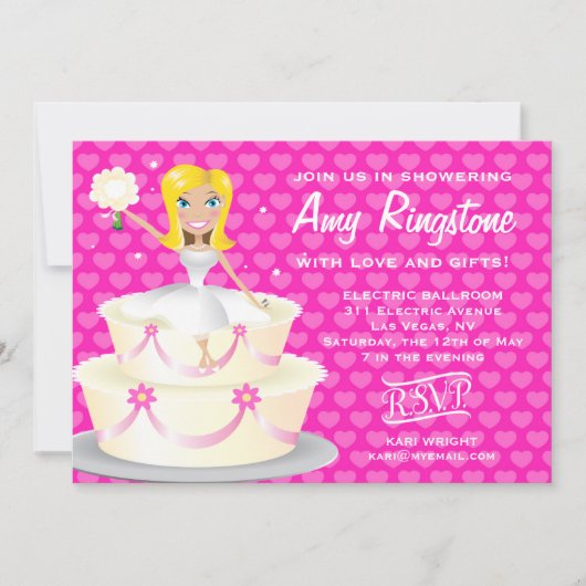 311 Miss Wright 2 Blonde Pink Hearts Kaart (Voorkant)