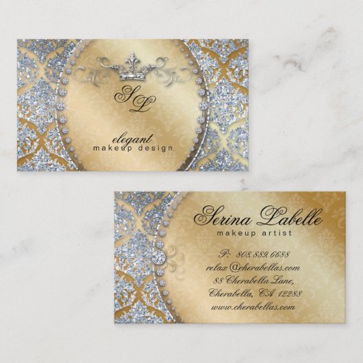 311 Mode Jewelry Makeup Artist Damask Crown Coo Visitekaartje (Voorkant / Achterkant)