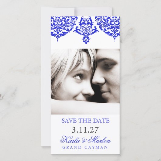 311 Mon Cherie Damask New Blue Save the Date (Voorkant)